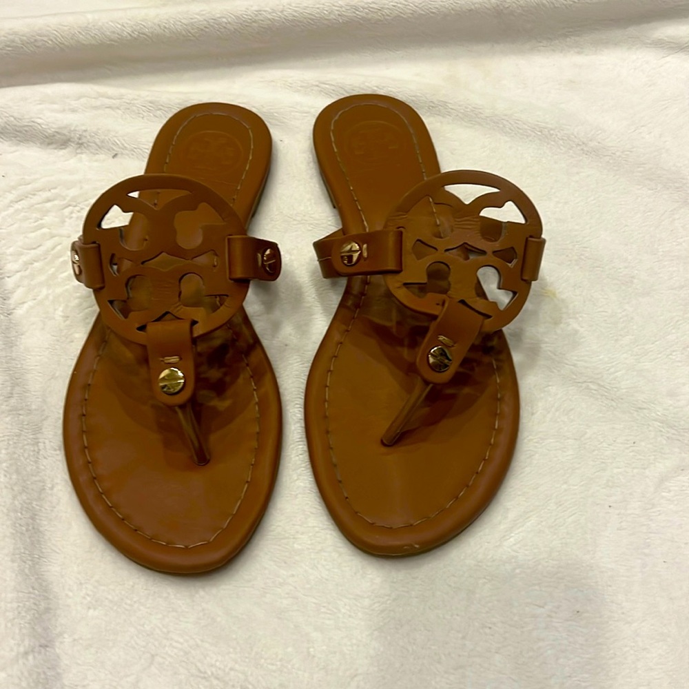 Tory Burch Brown Leather Thong Sandals